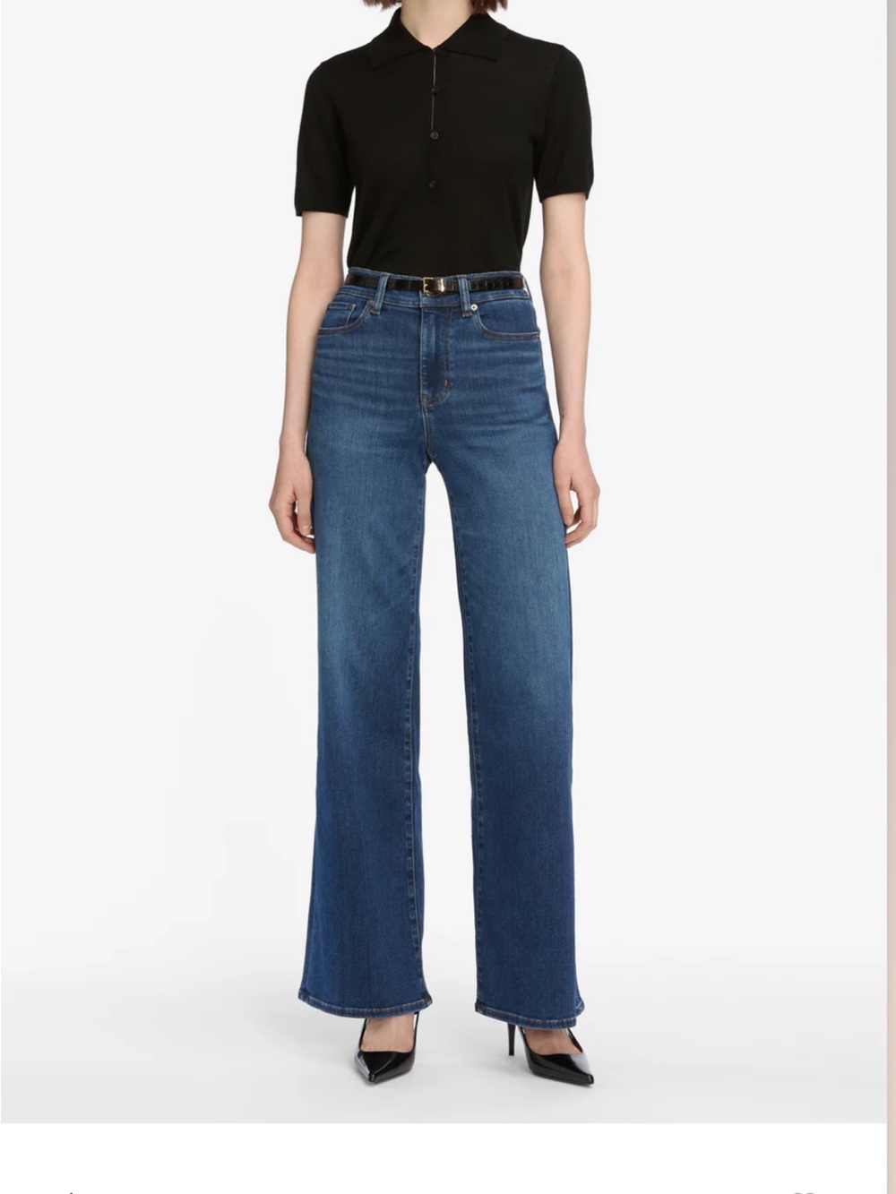 FRAME LeSlim Palazzo High-Rise Wide-Leg Women's Jeans in Thunderstorm Blue